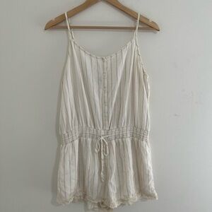 Aerie Striped Romper with Lace Shorts Size Large